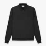 Fear of God ESSENTIALS Long Sleeve Polo Sweatshirt, featuring a collar and button placket, displayed against a plain white background.